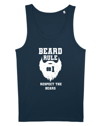 Beard Rule Number One Respect The Beard Retro Navy