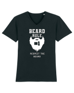 Beard Rule Number One Respect The Beard Tricou mânecă scurtă guler V Bărbat Presenter