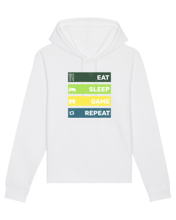 Eat Sleep Game Repeat Retro White