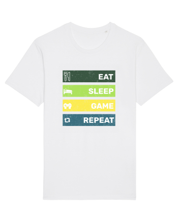 Eat Sleep Game Repeat Retro White