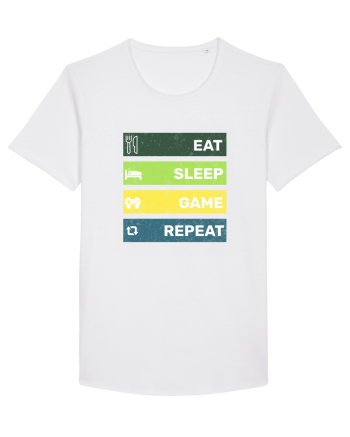Eat Sleep Game Repeat Retro White