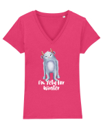 I'm Yety for Winter Tricou mânecă scurtă guler V Damă Evoker