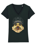 Alien Abduction Egyptian Pyramids  Tricou mânecă scurtă guler V Damă Evoker