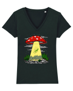 Alien Abduction Magic Mushroom Psychedelic Tricou mânecă scurtă guler V Damă Evoker