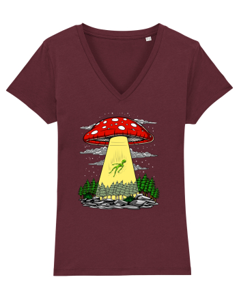 Alien Abduction Magic Mushroom Psychedelic Burgundy