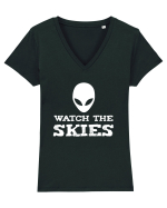 Alien Watch The Skies Tricou mânecă scurtă guler V Damă Evoker