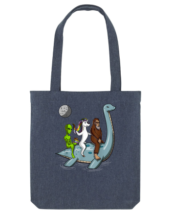 Alien Bigfoot Unicorn Riding Loch Ness Monster Cryptozoology Midnight Blue