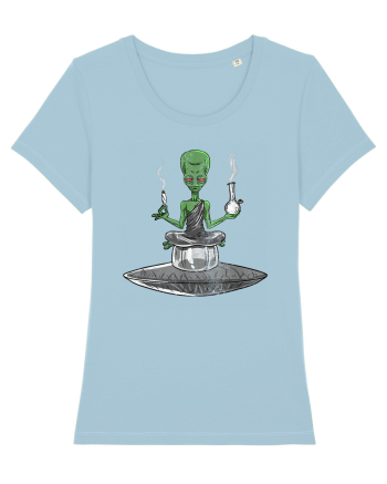 Alien Bong Smoking Weed Funny Stoner Sky Blue
