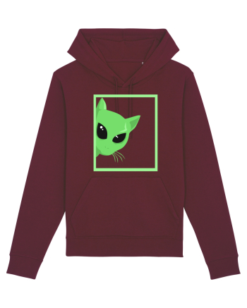 Alien Cat Peeking Burgundy