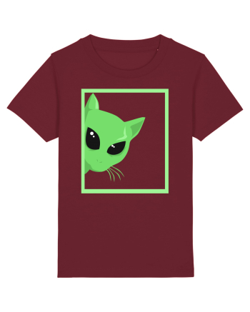 Alien Cat Peeking Burgundy