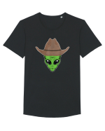 Alien Cowboy Hat Funny Tricou mânecă scurtă guler larg Bărbat Skater