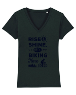 Rise and Shine BIKING Time Tricou mânecă scurtă guler V Damă Evoker