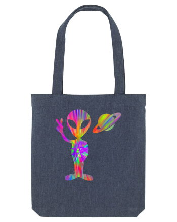 Alien Hippie Saturn Silhouette Midnight Blue