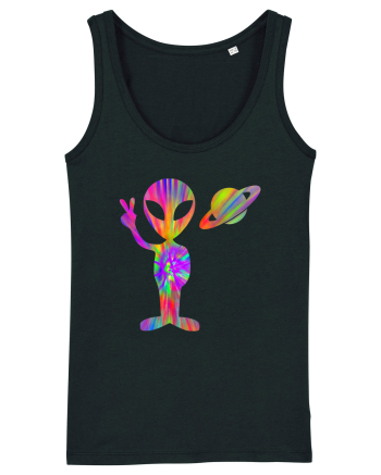 Alien Hippie Saturn Silhouette Black