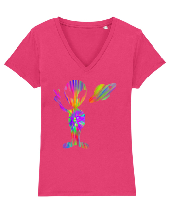Alien Hippie Saturn Silhouette Raspberry