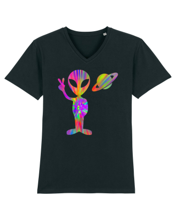 Alien Hippie Saturn Silhouette Black