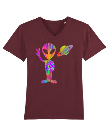 Alien Hippie Saturn Silhouette Burgundy