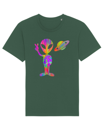 Alien Hippie Saturn Silhouette Bottle Green