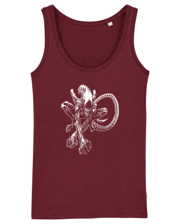 Alien Xenomorph Illustration Burgundy