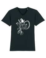 Alien Xenomorph Illustration Tricou mânecă scurtă guler V Bărbat Presenter