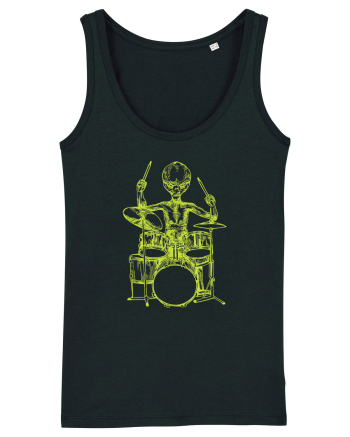 Alien Playing Drums Black