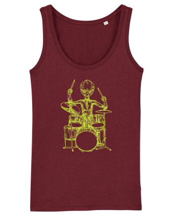 Alien Playing Drums Burgundy