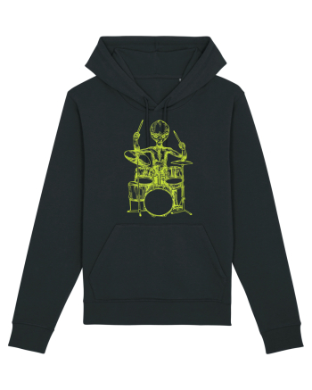 Alien Playing Drums Black