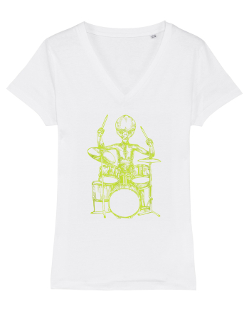 Alien Playing Drums White