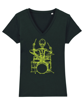 Alien Playing Drums Black