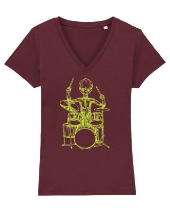 Alien Playing Drums Burgundy