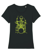 Alien Playing Drums Tricou mânecă scurtă guler larg fitted Damă Expresser