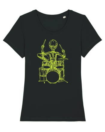 Alien Playing Drums Black