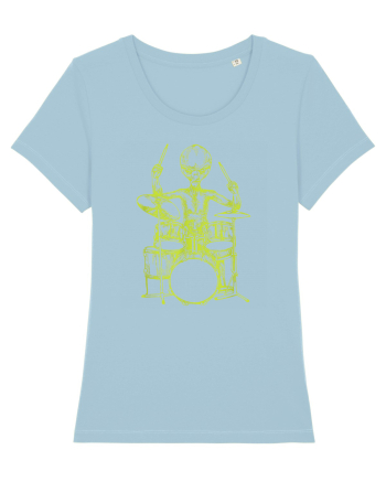 Alien Playing Drums Sky Blue