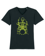 Alien Playing Drums Tricou mânecă scurtă guler V Bărbat Presenter