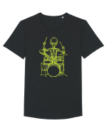 Alien Playing Drums Tricou mânecă scurtă guler larg Bărbat Skater