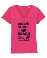 Rise and Shine It's BEACH Time Tricou mânecă scurtă guler V Damă Evoker
