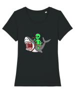 Alien Riding Shark Tricou mânecă scurtă guler larg fitted Damă Expresser