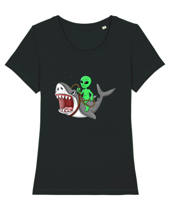 Alien Riding Shark Black