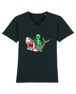 Alien Riding Shark Tricou mânecă scurtă guler V Bărbat Presenter