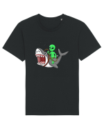 Alien Riding Shark Tricou mânecă scurtă Unisex Rocker
