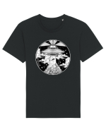 Alien Space Tattoo UFO Tricou mânecă scurtă Unisex Rocker