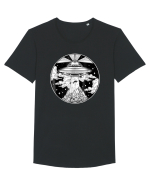Alien Space Tattoo UFO Tricou mânecă scurtă guler larg Bărbat Skater