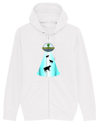 Alien UFO Cow Abduction White