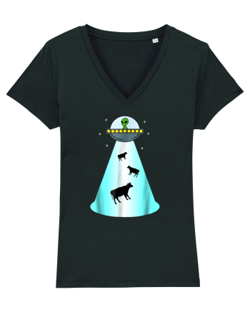 Alien UFO Cow Abduction Black