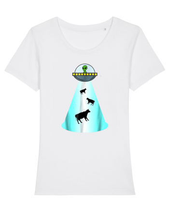Alien UFO Cow Abduction White