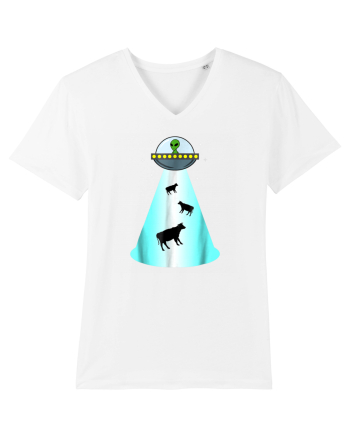 Alien UFO Cow Abduction White
