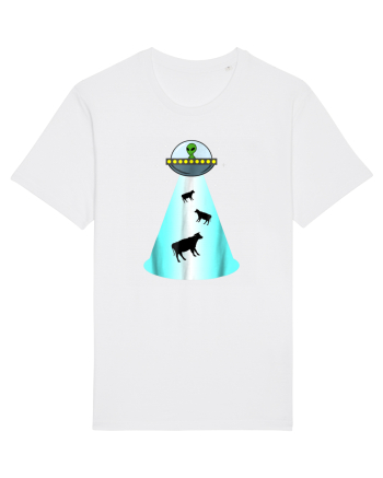 Alien UFO Cow Abduction White