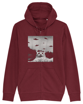Alien UFO Funny Cat Burgundy