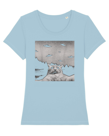 Alien UFO Funny Cat Sky Blue