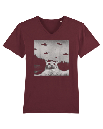 Alien UFO Funny Cat Burgundy